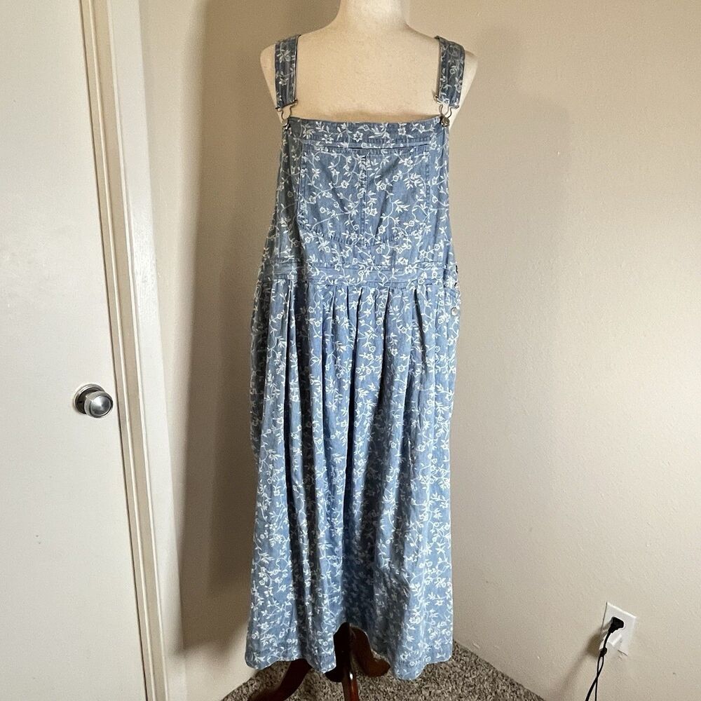 VTG Victoria Jones Denim Floral Dress Jumper Overall Y2k Milkmaid